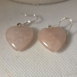 Heart-Shaped Rose Quartz 925 Earrings